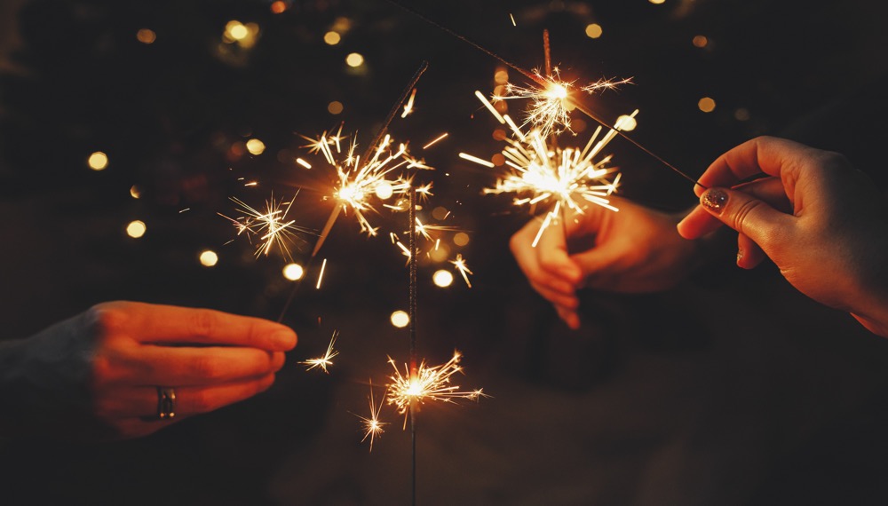 Hands holding sparklers