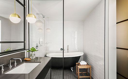 Suite soaker tub at Kimpton Everly Hotel